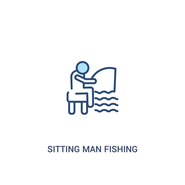 Assis homme concept de pêche 2 icône de couleur. élément de ligne simple — Image vectorielle