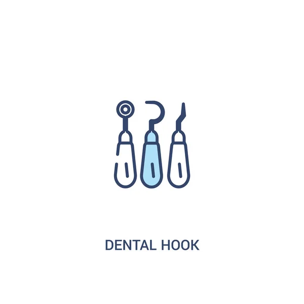 Concepto de gancho dental 2 icono de color. elemento de línea simple illustra — Vector de stock