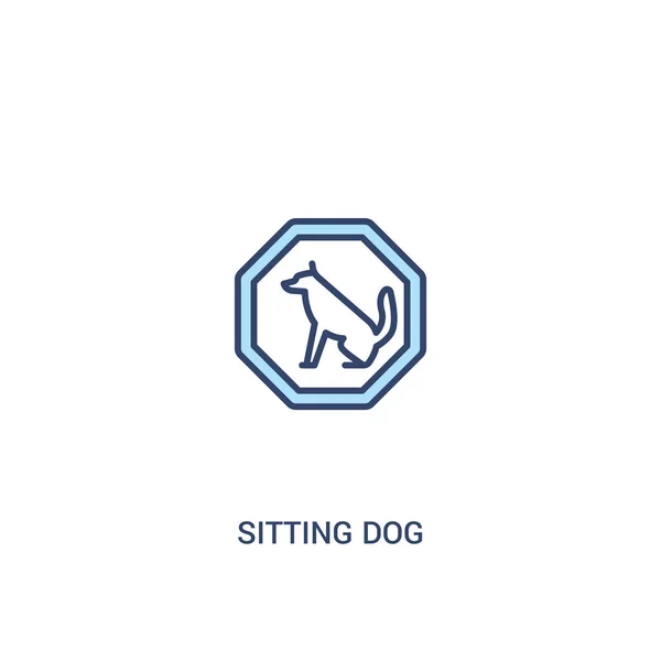 Concetto di cane seduto 2 icona colorata. elemento linea semplice illustrare — Vettoriale Stock