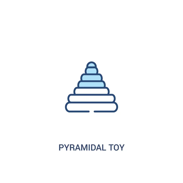 Concepto de juguete piramidal 2 icono de color. línea simple elemento illust — Vector de stock
