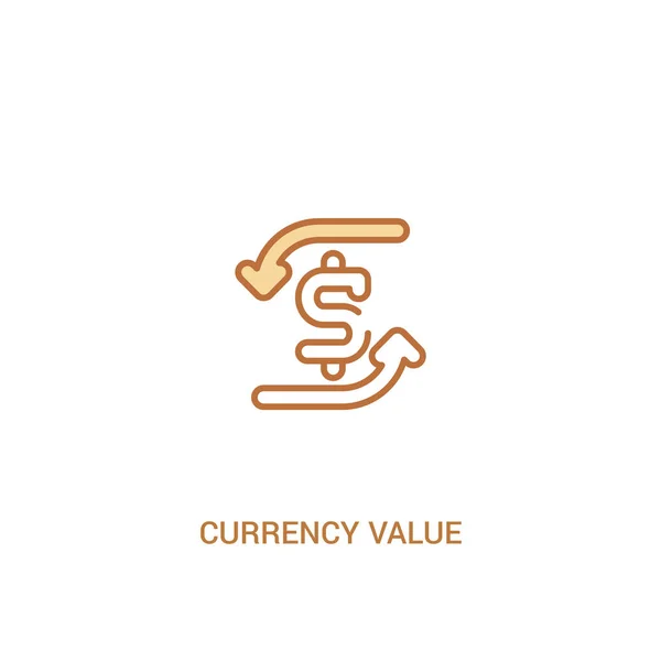 Concepto de valor de moneda 2 icono de color. línea simple elemento illus — Vector de stock