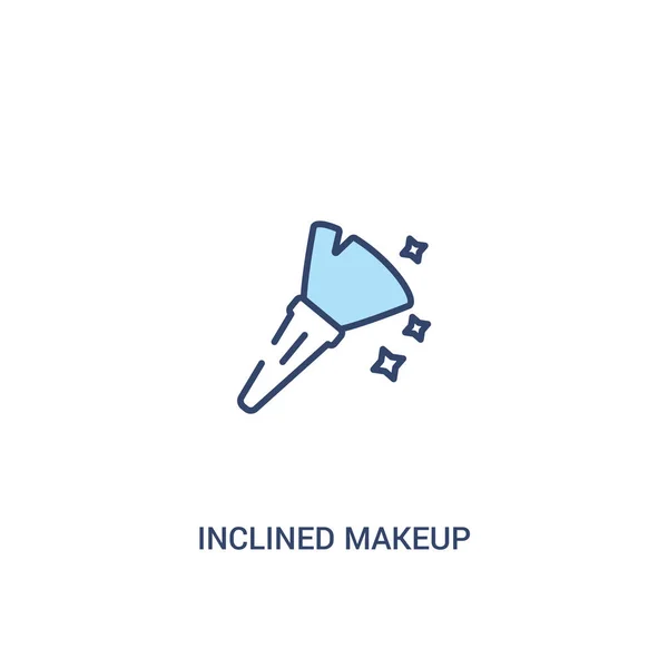 Concepto de cepillo de maquillaje inclinado 2 icono de color. línea simple elemen — Vector de stock