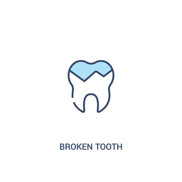 Gebroken tand concept 2 gekleurd icoon. eenvoudig lijn element illustr — Stockvector