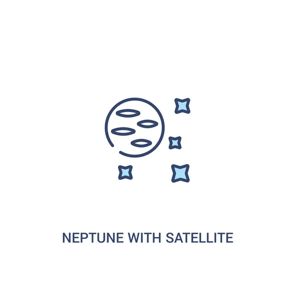 Neptune con el concepto de satélite 2 icono de color. línea simple eleme — Vector de stock