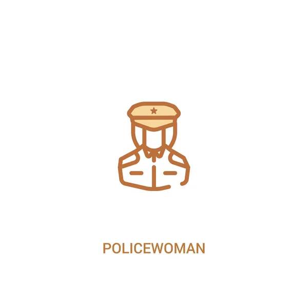 Policewoman concepto 2 icono de color. elemento de línea simple illustra — Vector de stock