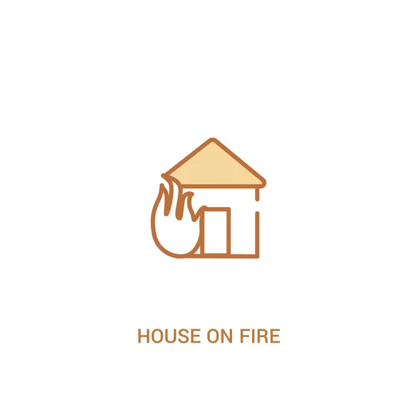 Casa en el fuego concepto 2 icono de color. línea simple elemento illust — Vector de stock