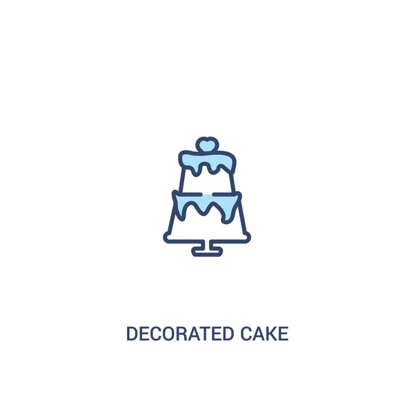 Украшенный торт концепции 2 цветной значок. Простой линейный элемент. — стоковый вектор
