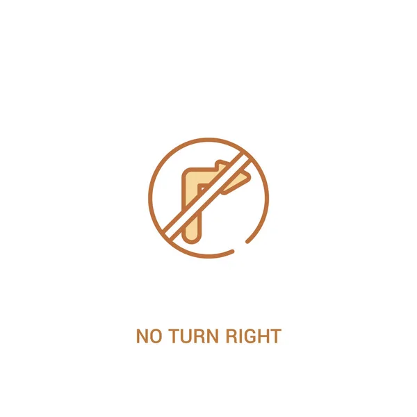 Geen Turn right concept 2 gekleurd icoon. eenvoudig lijn element illust — Stockvector