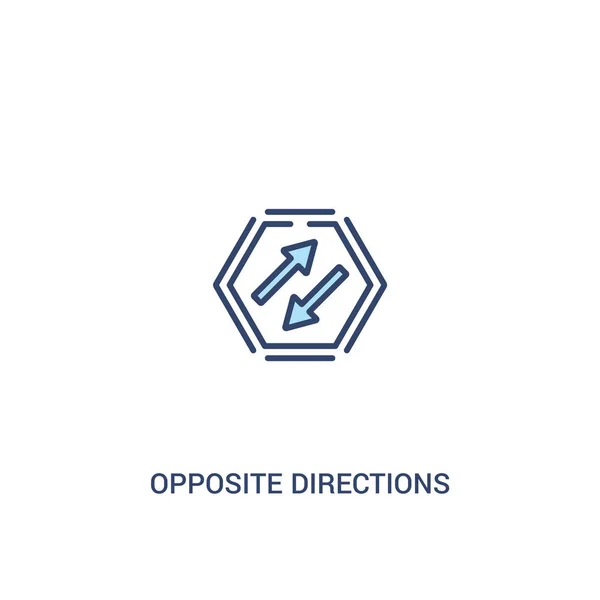 Concepto de direcciones opuestas 2 icono de color. elemento de línea simple — Vector de stock