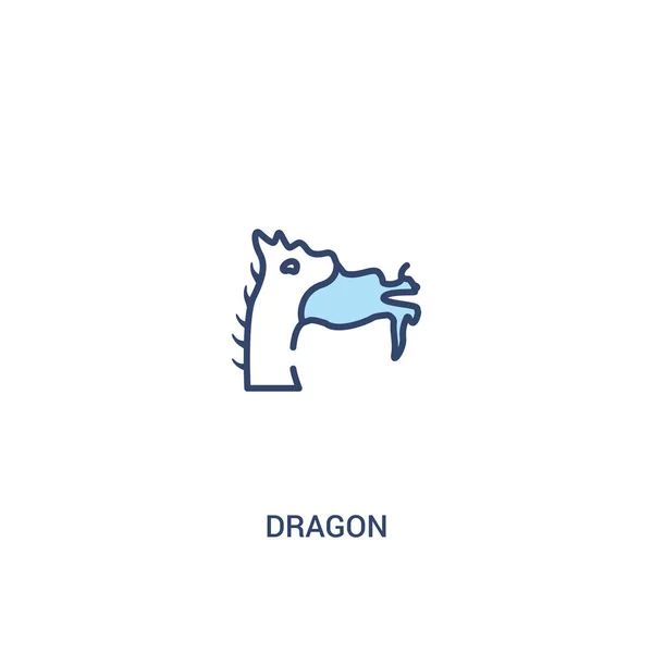 Koncept Dragon 2 Barevná ikona. jednoduchá čára, ilustrace. — Stockový vektor