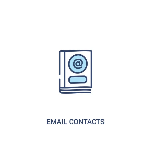 Conceito de contatos de e-mail 2 ícone colorido. elemento de linha simples illus — Vetor de Stock