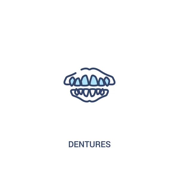 Concepto de prótesis dentales 2 icono de color. ilustración de elemento de línea simple — Archivo Imágenes Vectoriales