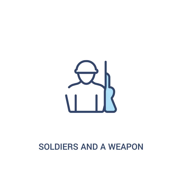 Soldados y un concepto de arma 2 icono de color. línea simple elemen — Vector de stock