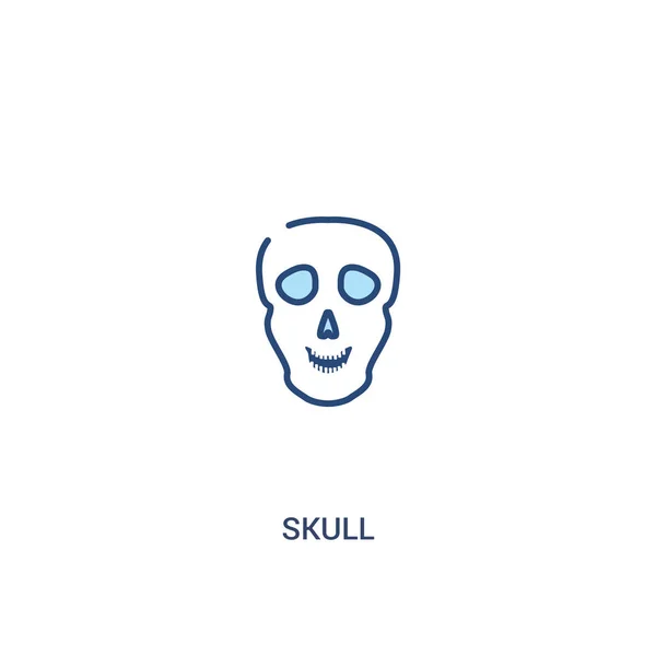 두개골 개념 2 컬러 아이콘. 간단한 선 요소 그림. — 스톡 벡터