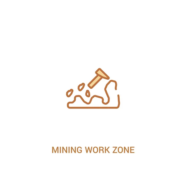 Mining work zone concept 2 colored icon. простой элемент строки ill — стоковый вектор