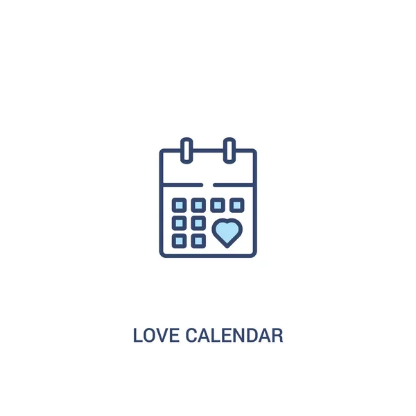 Love calendar concept 2 icona colorata. linea semplice elemento illust — Vettoriale Stock