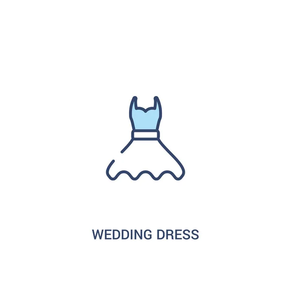 Gaun pengantin konsep 2 ikon berwarna. ilustrasi elemen baris sederhana - Stok Vektor