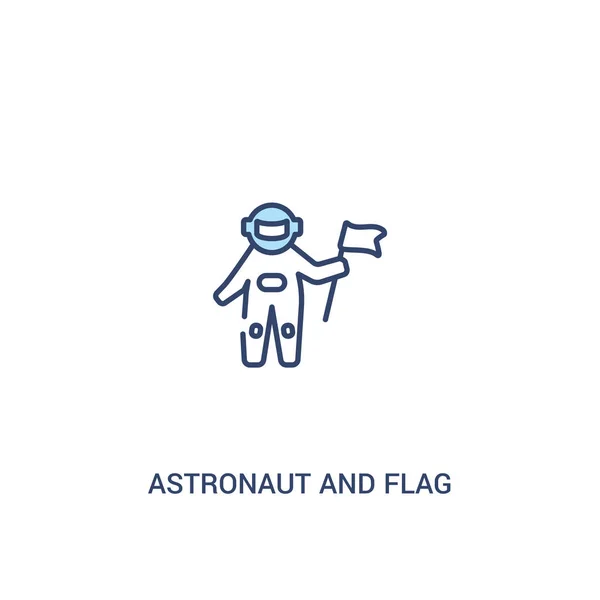 Αστροναύτης και σημαία έννοια 2 έγχρωμο εικονίδιο. απλό στοιχείο γραμμής i — Διανυσματικό Αρχείο