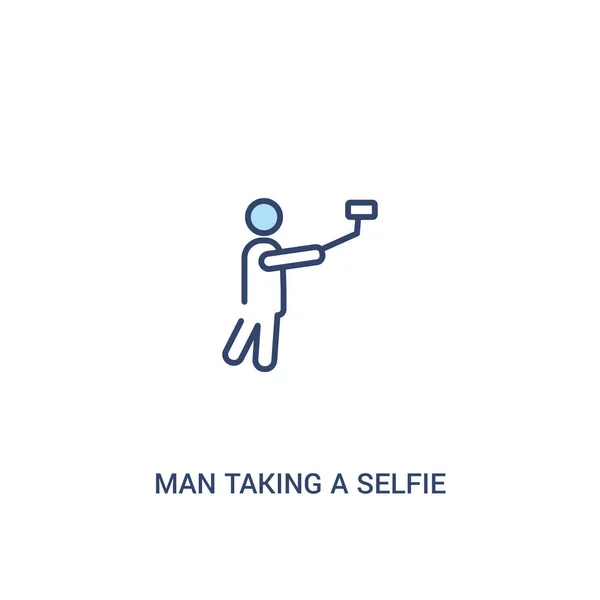 Homem tomando um conceito selfie 2 ícone colorido. elemento de linha simples — Vetor de Stock