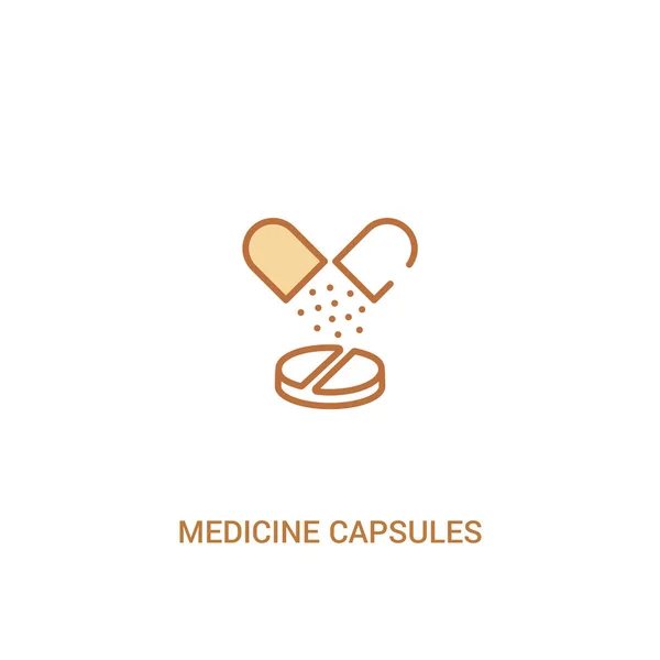 Cápsulas de medicina concepto 2 icono de color. elemento de línea simple il — Archivo Imágenes Vectoriales