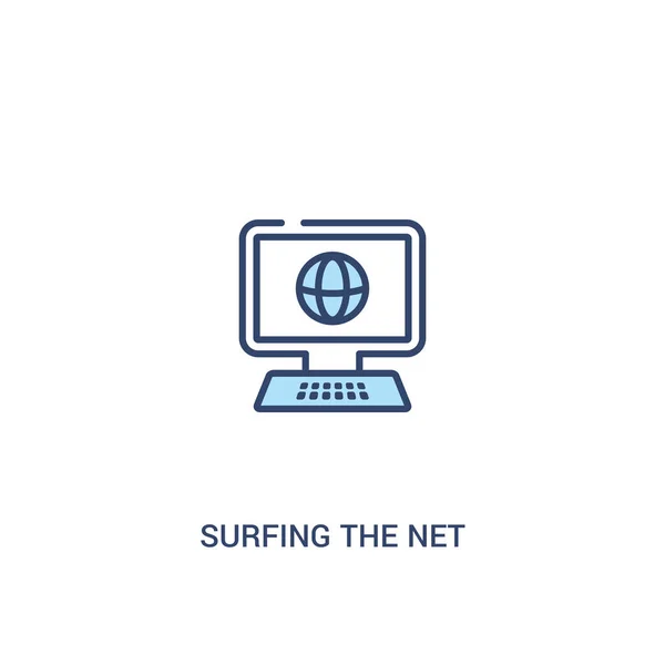 Surfing netto koncepcji 2 kolorowe ikony. prosty element liniowy illu — Wektor stockowy