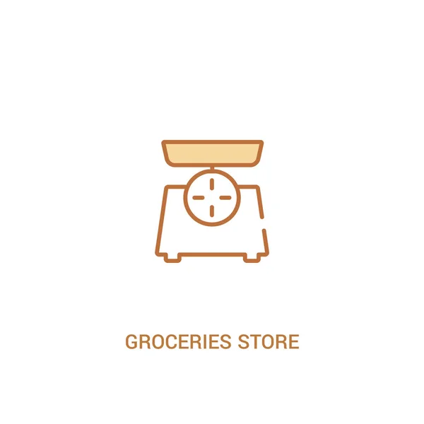 Groceries store scale concept 2 colored icon. simple line elemen — Stock Vector