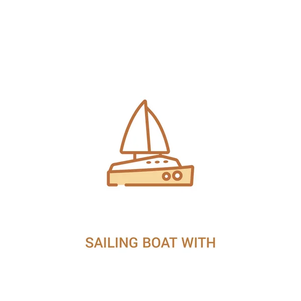 Peçe kavramı 2 renkli simgesi ile yelkenli tekne. basit hat elem — Stok Vektör