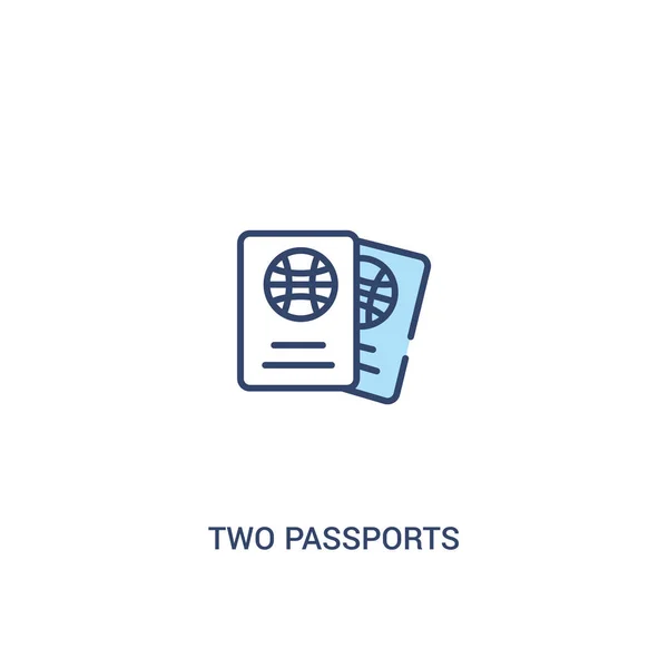 Iki pasaport kavramı 2 renkli simge. basit çizgi elemanı illust — Stok Vektör