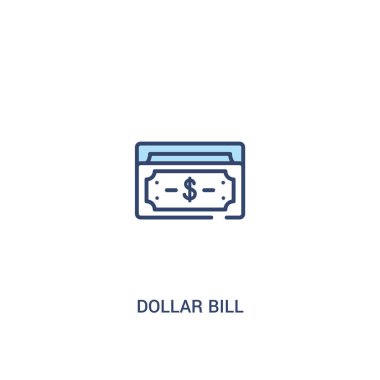 dolar banknot kavramı 2 renkli simge. basit çizgi elemanı illustra