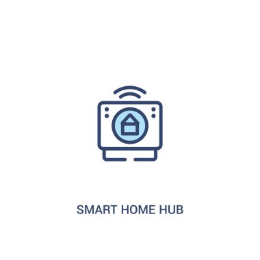 akıllı ev hub kavramı 2 renkli simgesi. basit çizgi elemanı illus