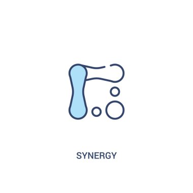 sinerji kavramı 2 renkli simge. basit çizgi elemanı illüstrasyon