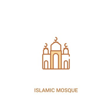 İslam camii kavramı 2 renkli simgesi. basit çizgi elemanı illus