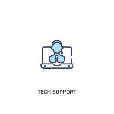 teknik destek kavramı 2 renkli simgesi. basit çizgi elemanı illustr