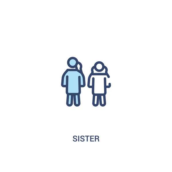 Syster koncept 2 färgad ikon. enkel illustration av linjeelement. — Stock vektor