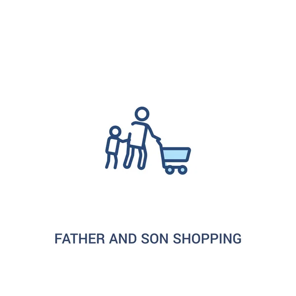 Far och son shopping koncept 2 färgad ikon. enkel linje Elem — Stock vektor