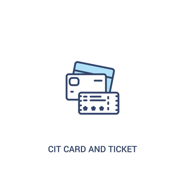 Cit Karte und Ticket-Konzept 2 farbiges Symbol. einfaches Linienelement — Stockvektor