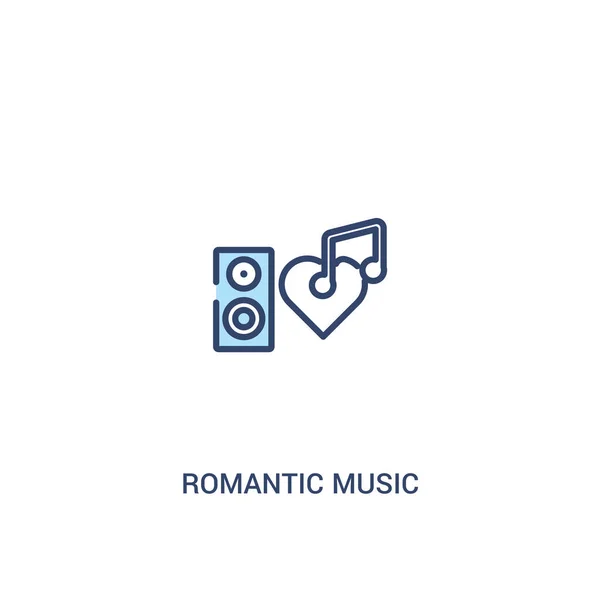Romantik müzik kavramı 2 renkli simgesi. basit çizgi elemanı illus — Stok Vektör