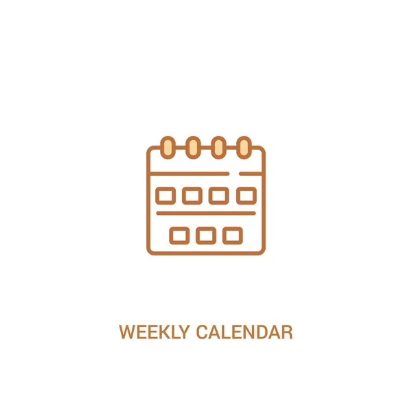 Calendario settimanale concetto 2 icona colorata. elemento di linea semplice illu — Vettoriale Stock