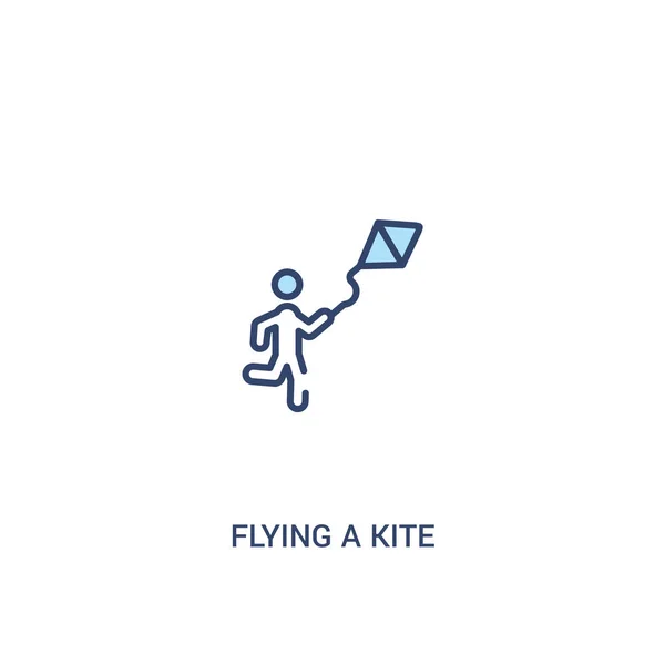 Flying a kite concept 2 colored icon. simple line element illust — Stock Vector