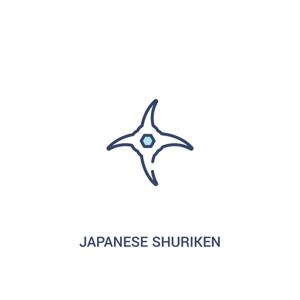 Japanisches Shuriken Konzept 2 farbiges Symbol. einfaches Linienelement il — Stockvektor