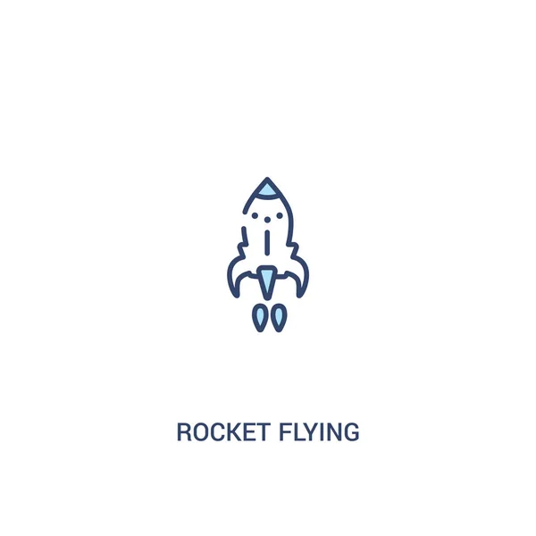 Raketenflugkonzept 2 farbiges Symbol. einfaches Linienelement Unlust — Stockvektor