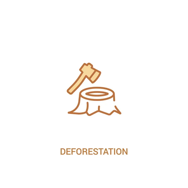 Konsep deforestasi 2 ikon berwarna. ilustrasi elemen baris sederhana - Stok Vektor