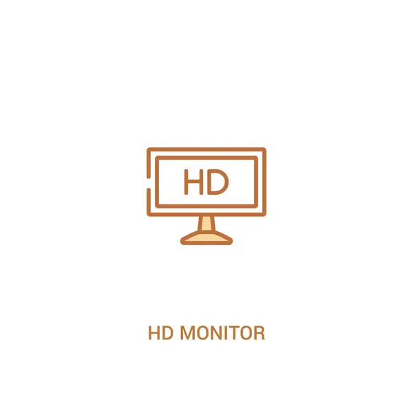 Koncepcja monitora HD 2 kolorowa ikona. prosty element liniowy ilustrat — Wektor stockowy