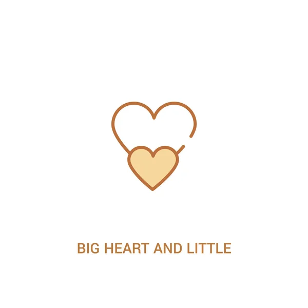 Stort hjärta och litet hjärta koncept 2 färgad ikon. enkel linje e — Stock vektor
