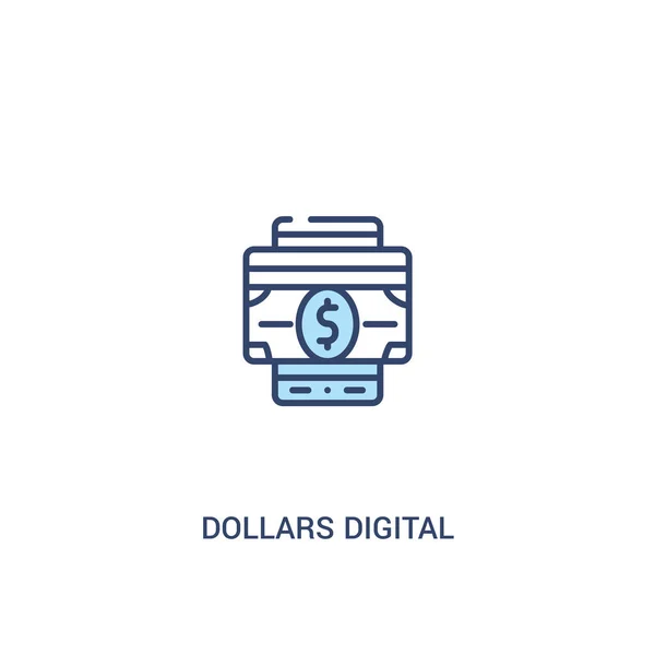 Dólares conceito de comércio digital 2 ícone colorido. linha simples ele — Vetor de Stock