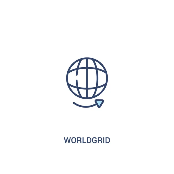 Worldgrid kavramı 2 renkli simge. basit satır elemanı illustrati — Stok Vektör