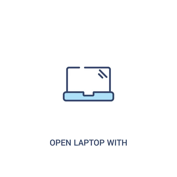 Portátil abierto con el concepto de pantalla brillante 2 icono de color. simple l — Archivo Imágenes Vectoriales