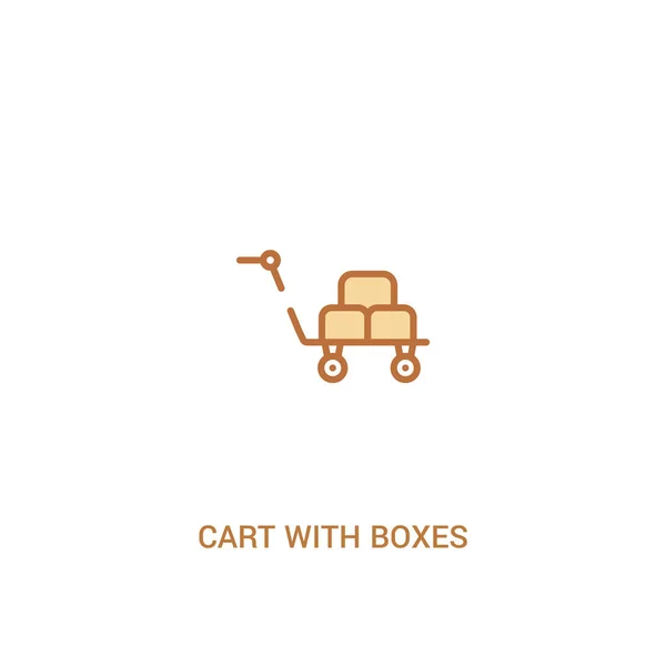 Kocsi dobozokkal koncepció 2 színes ikon. egyszerű vonal elem Illu — Stock Vector