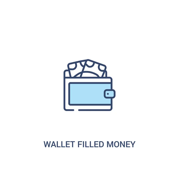 Portemonnee gevuld Money tool concept 2 gekleurd pictogram. eenvoudige lijn ele — Stockvector