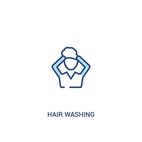 Concept de lavage des cheveux 2 icône de couleur. élément de ligne simple illustr — Image vectorielle